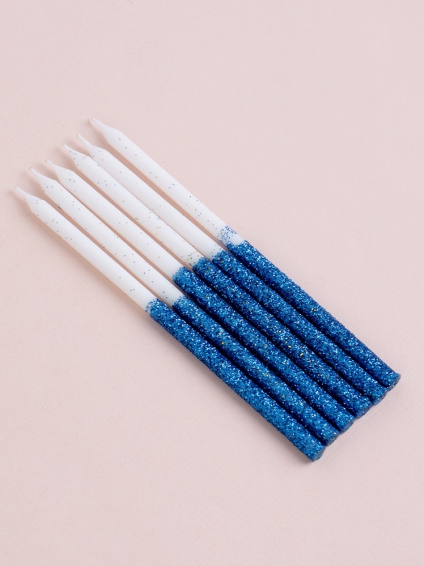 Свечи для торта Свечи для торта "Блестящее сияние", 6 шт, белые с голубым