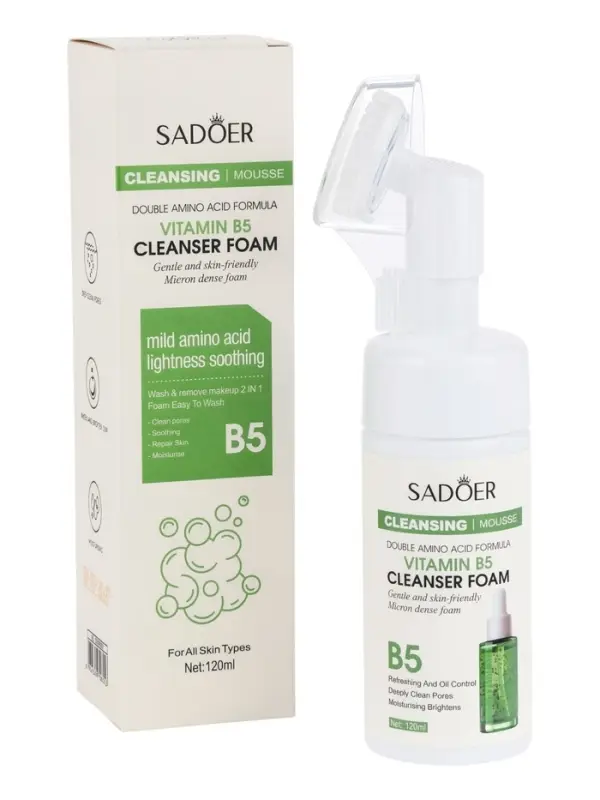 Пенка для умывания с щеткой, с витамином В, 120 мл