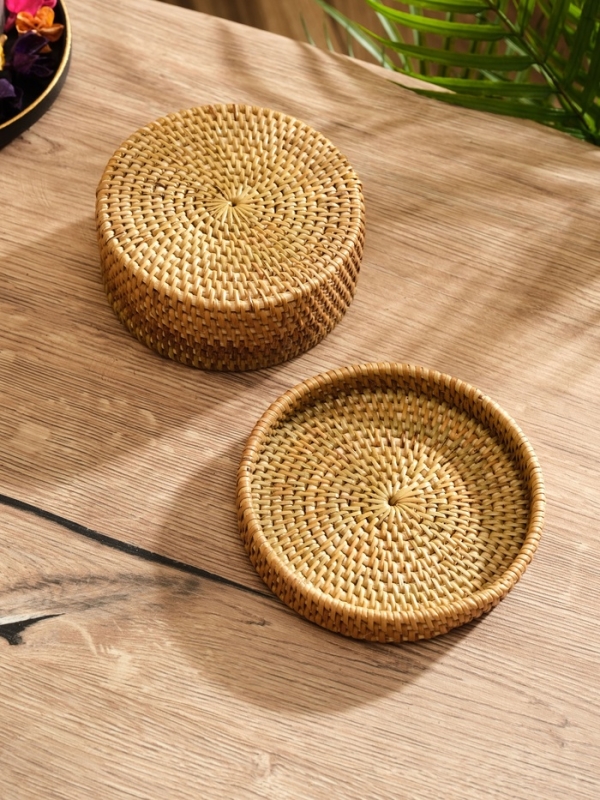 Корзинка плетеная ротанг, 13х13х5,5 см