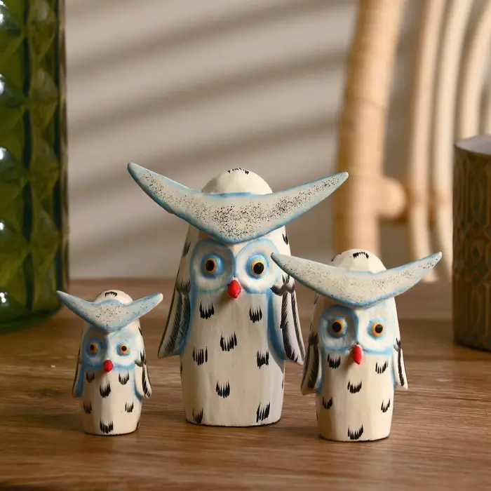 Сувенир дерево Сувенир дерево "Совушки" (набор 3 шт: 11, 9 и 7 см)