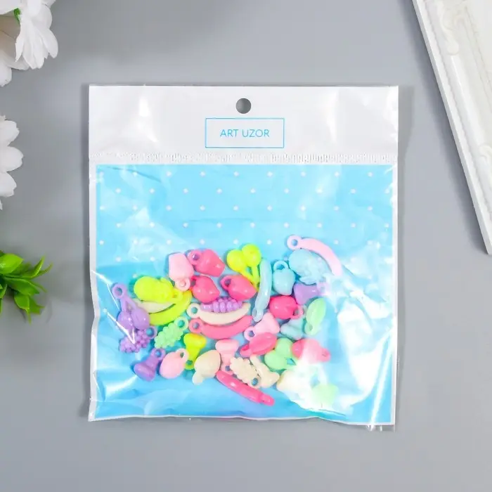 Декор для творчества пластик  Декор для творчества пластик "Фрукты. Пастельные тона" пастель 15 гр 1,8 см