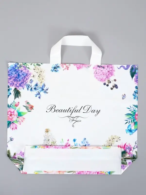 Пакет с петлевой ручкой "Цветы вокруг" 35 х 30 х 8, см, 60 мкм
