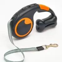 Рулетка - поводок &laquo;Косточка&raquo;, 3 м, с контейнером для пакетов, пластик, чёрная