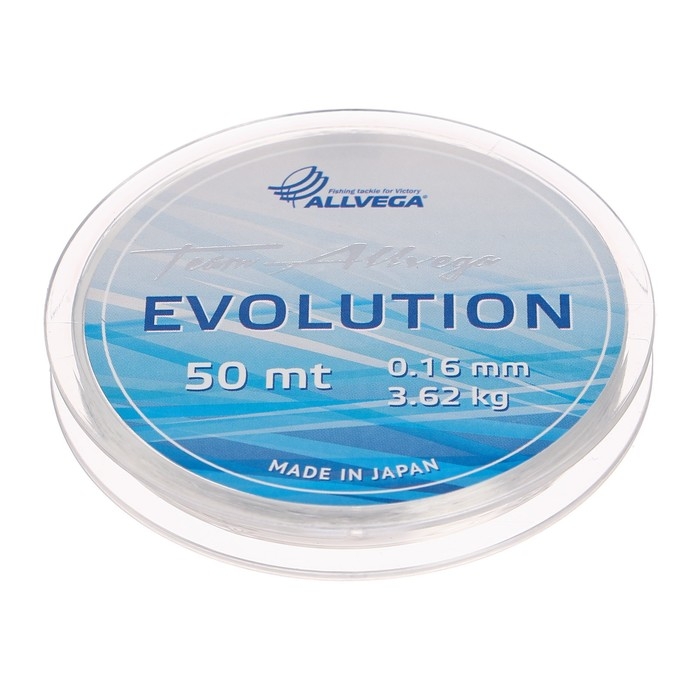 Леска монофильная ALLVEGA Evolution, диаметр 0.16 мм, тест 3.62 кг, 50 м, прозрачная Леска монофильная ALLVEGA Evolution, диаметр 0.16 мм, тест 3.62 кг, 50 м, прозрачная