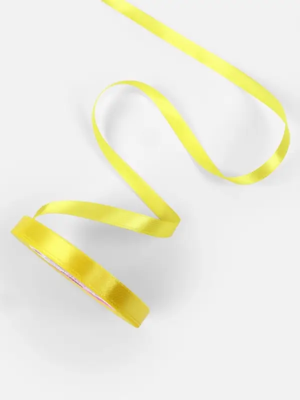 Лента атласная, 10 мм, 23±1 м, жёлтая №15 Лента атласная, 10 мм, 23±1 м, жёлтая №15