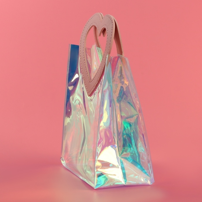 Пакет подарочный из ПВХ, розовый, ирридисцентный, 20 х 18 х 10 см Пакет подарочный из ПВХ, розовый, ирридисцентный, 20 х 18 х 10 см