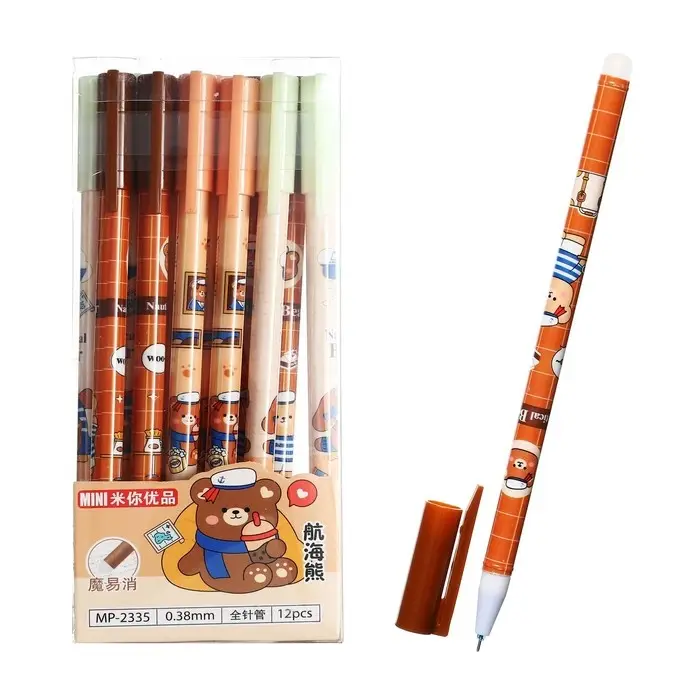 Ручка гелевая со стираемыми чернилами, стержень синий, 0.38 мм, корпус «Медвежонок», МИКС Ручка гелевая со стираемыми чернилами, стержень синий, 0.38 мм, корпус «Медвежонок», МИКС