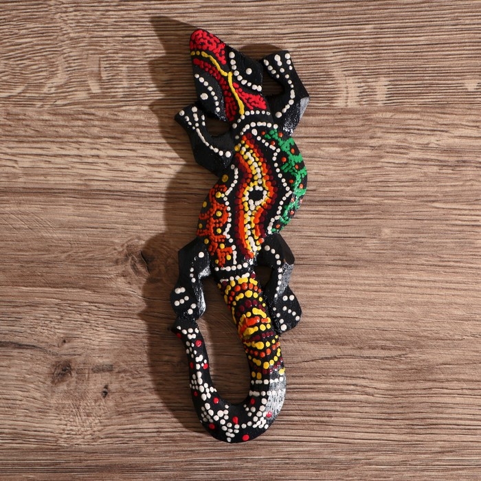 Панно настенное  Панно настенное "Геккон цветной" дерево 20х6х1 см