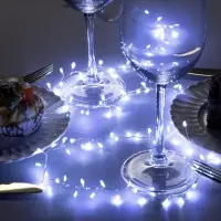 Гирлянда &laquo;Мишура&raquo; 1 м, роса, IP20, серебристая нить, 100 LED, 2 режима, от батареек АА&times;3, свечение белое