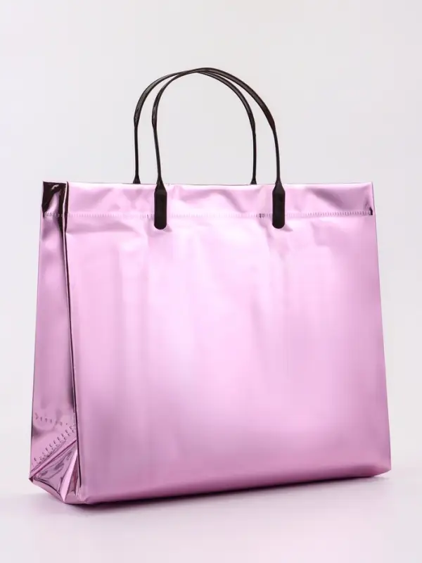 Пакет подарочный ПВХ, голография, розовый, пластиковая ручка, 26&times;22.5&times;10 см