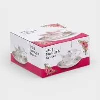 Чайная пара "Цветы" блюдце 15,5х2 см, чашка 12х9х7 см