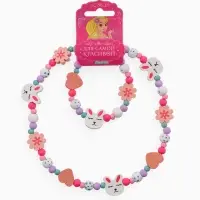 Набор детских украшений Выбражулька &laquo;Зайчик&raquo;, 2 предмета: бусы, браслет d=6 см разноцветный