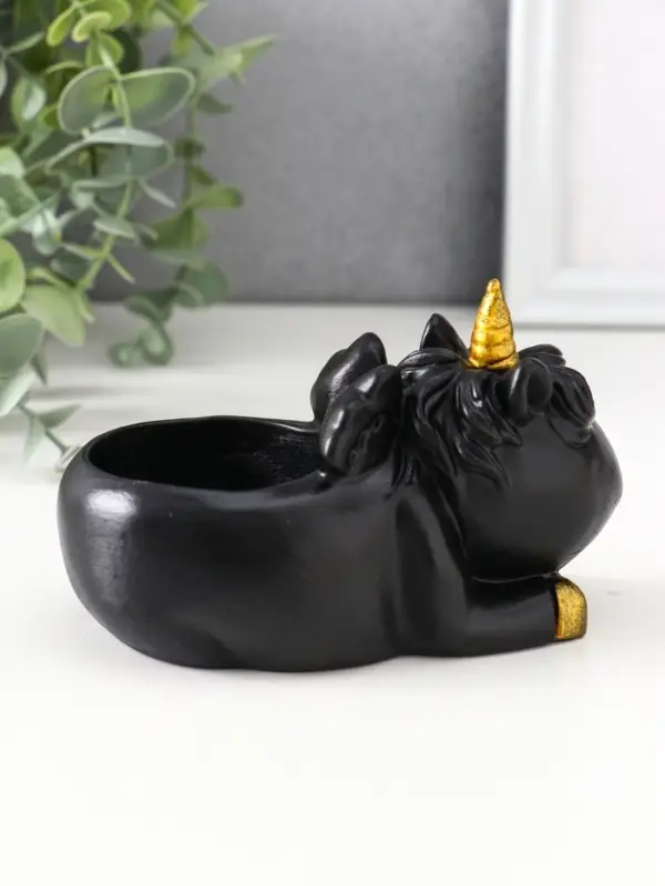 Подставка под мелочей «Единорог», 8×12×9 см, чёрная