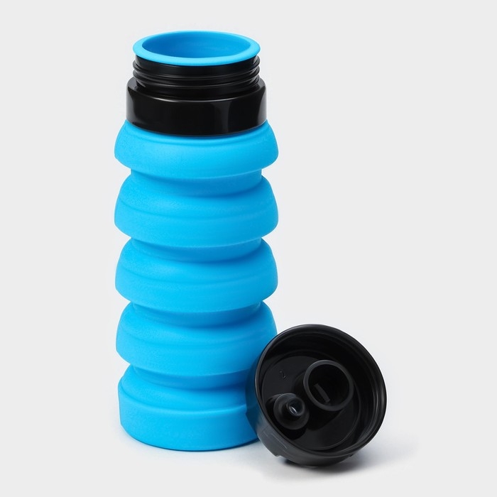 Бутылка для воды складная Доляна «Стоун», силикон, 530 мл, 7×21 см, цвет голубой Бутылка для воды складная Доляна «Стоун», силикон, 530 мл, 7×21 см, цвет голубой