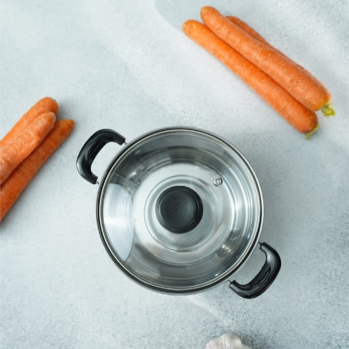 Кастрюля из нержавеющей стали Promo, 1,2 л, 18×8 см, с крышкой