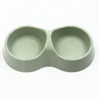 Миска двойная &laquo;Мур-мяу&raquo;, 200 мл, 22.5 см &times; 13 см &times; 6 см, пластик, цвет фисташковый