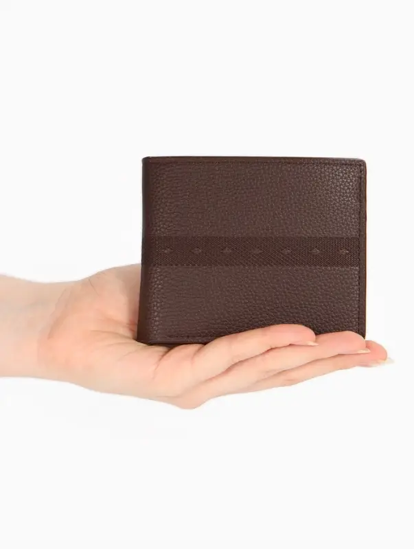 Портмоне мужское &laquo;Исам&raquo;, без застёжки, отдел для карт, монет, коричневое