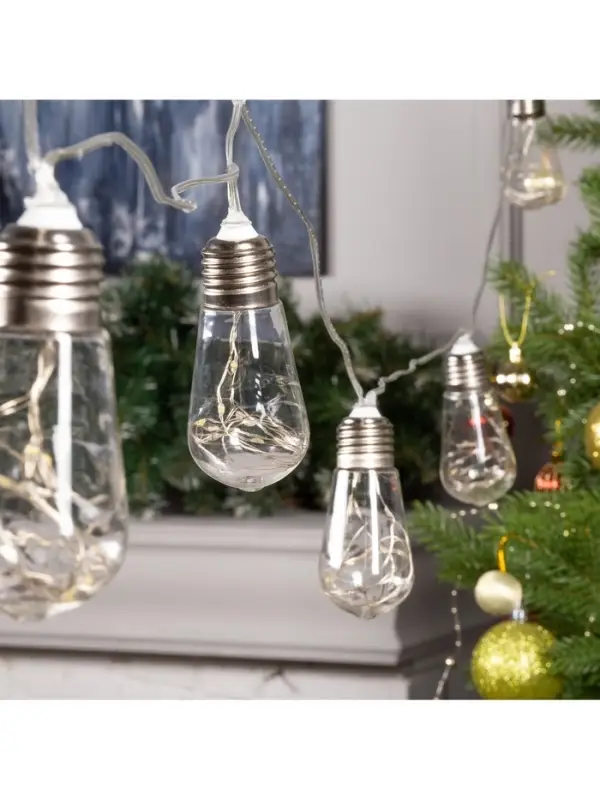 Гирлянда &laquo;Нить&raquo; 3 м с насадками &laquo;Лампа&raquo;, IP20, прозрачная нить, 80 LED, свечение тёплое белое, 8 режимов, 220 В