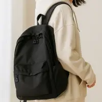 Рюкзак школьный на молнии, с карманами, однотонный, размер 28&times;11&times;40 см, чёрный