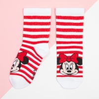 Носки для девочки «Минни Маус" полоска, DISNEY, 18-20 см, цвет белый/красный