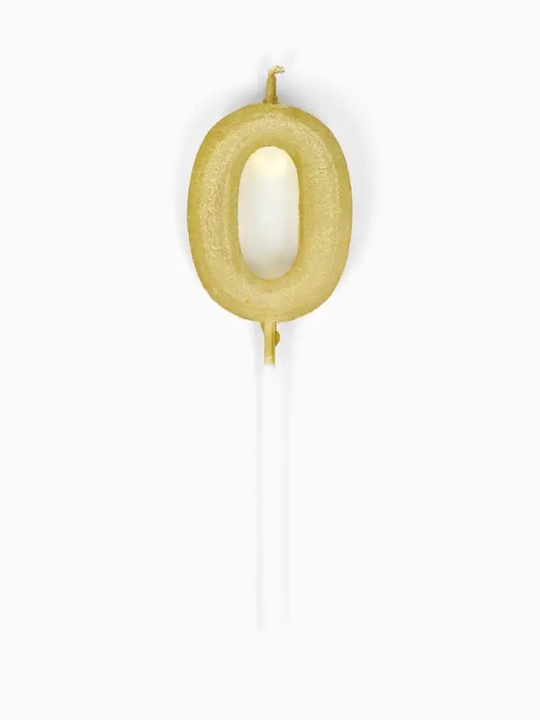 Свеча для торта &laquo;Элемент&raquo;, цифра "0" золотая