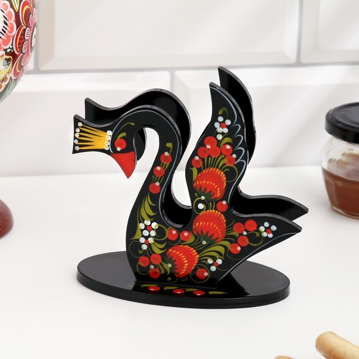 Салфетница «Лебедь», 7 х 12 см, хохлома Салфетница «Лебедь», 7 х 12 см, хохлома