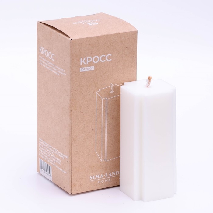 Свеча-цилиндр  Свеча-цилиндр "Крест",4,5х10,5 см, пальмовый воск, белая, 6 ч Sima HOME