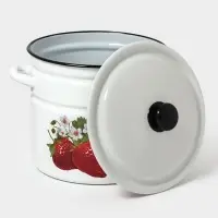 Кастрюля эмалированная, 10 л, d=26.6 см, с крышкой, белая