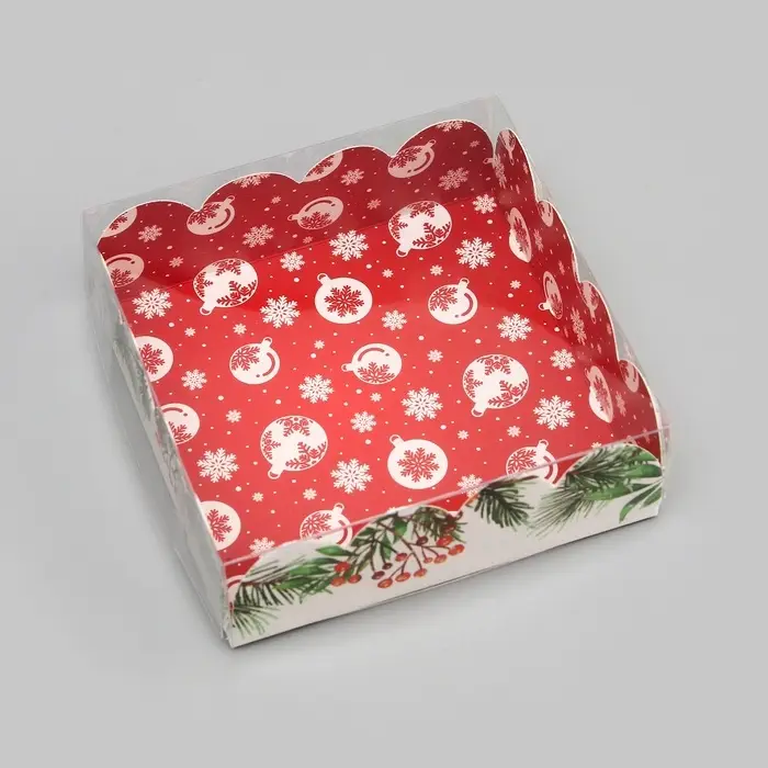 Коробка для печенья, «Сундучок с подарками», 9×9×3 см, Новый год Коробка для печенья, «Сундучок с подарками», 9×9×3 см, Новый год