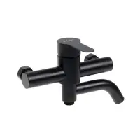 Смеситель для ванны ZEIN Z3491, изогнутый излив, душевой набор, нержавеющая сталь, черный