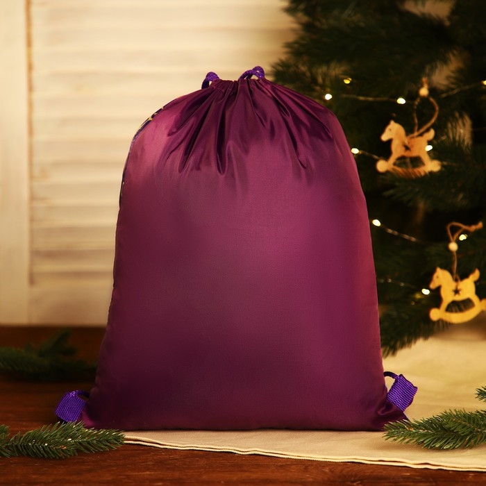 Новый год 2025. Новогодний мешок для подарков на шнурке «Дед Мороз и Снегурочка», цвет синий/разноцветный Новый год 2025. Новогодний мешок для подарков на шнурке «Дед Мороз и Снегурочка», цвет синий/разноцветный