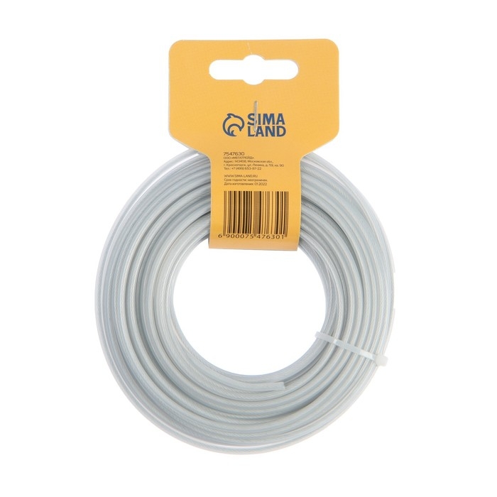 Леска для триммера ТУНДРА, сечение круг, металлический сердечник, армированная, d=3 мм, 15 м