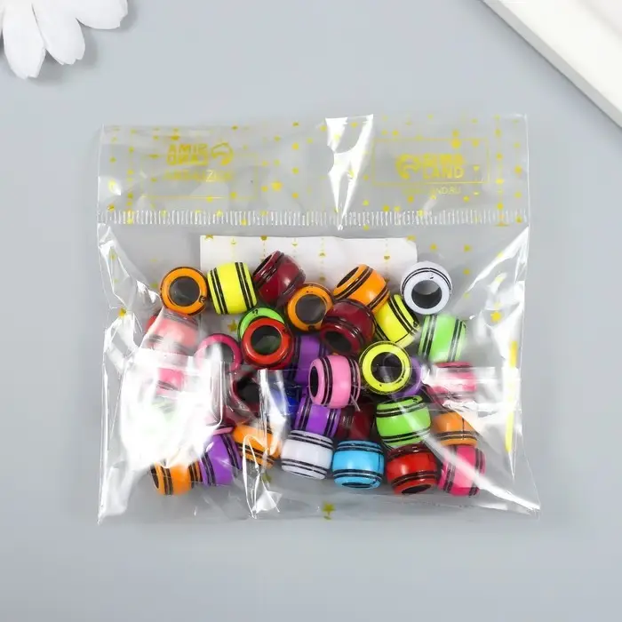 Бусины для творчества пластик "Бочонок с полосками" цветные 25 гр 1,1х0,8х0,7 см