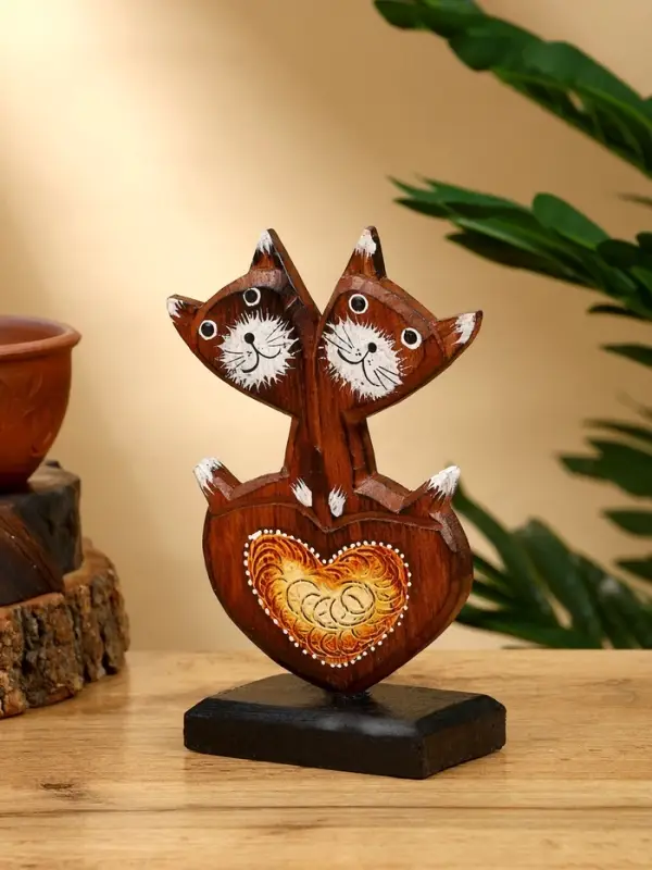 Сувенир Сувенир "Кошачья парочка" дерево 8х5х15 см, цв. коричневый