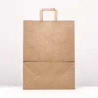 Пакет бумажный, плоская ручка крафт 32×17×43 см, 90 г/м²