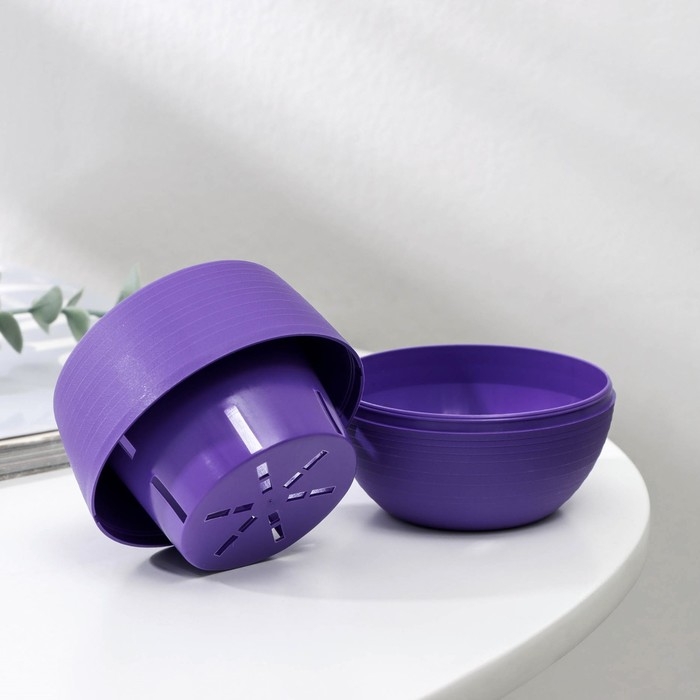 Горшок для цветов с поддоном «Япония», 125 мл, d=8 см, h=6,5 см, цвет фиолетовый Горшок для цветов с поддоном «Япония», 125 мл, d=8 см, h=6,5 см, цвет фиолетовый