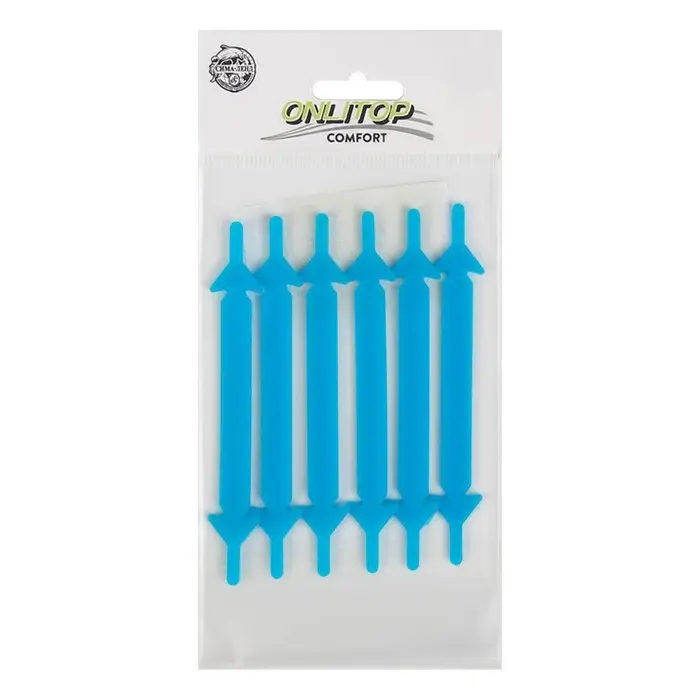 Набор шнурков для обуви, 6 шт., силиконовые, плоские, 13 мм, 9 см, голубой неоновый