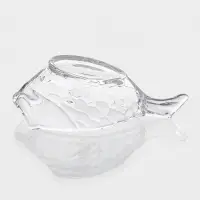 Икорница стеклянная "Рыба" 16,6х7,5х9,5 см, прозрачная