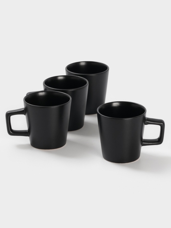 Набор кружек 4 шт Доляна 20х2 см "Гранит" 340 мл черный матовый