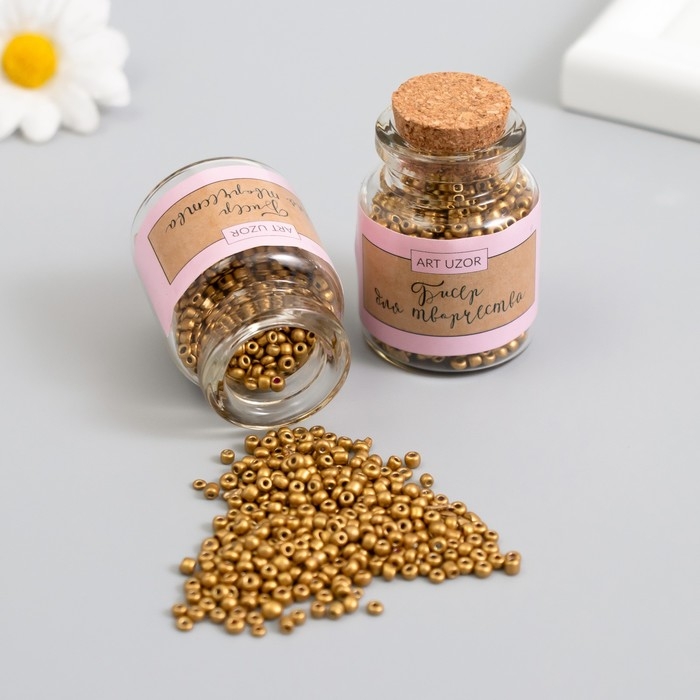 Бисер круглый 12/0 в бутылочке  Бисер круглый 12/0 в бутылочке "Золото" 2х20 гр набор 2 шт