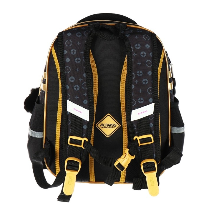 Рюкзак школьный 40х33х15см, эргономичная спинка, Across 410, черный/золотой Рюкзак школьный 40х33х15см, эргономичная спинка, Across 410, черный/золотой