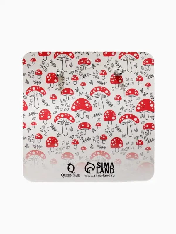 Серьги пластик &laquo;Мухомор&raquo;, красно-белые в серебре