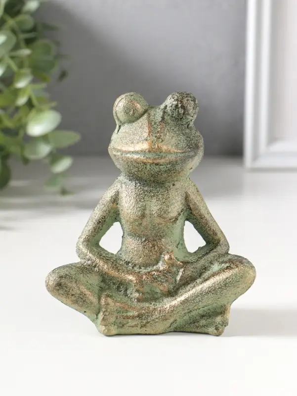 Сувенир чугун "Лягуха - дзен" зелёная патина 10х11,5х4,5 см