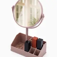 Зеркало с подставкой, с увеличением х2, двустороннее, 16.5&times;29 см, (d=14.2 см), МИКС