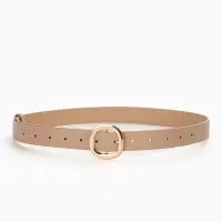 Ремень женский, 2.8&times;105 см, 1 прокол, золотистая пряжка, бежевый