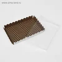 Коробочка для печенья с PVC крышкой "ЗигЗаг", крафт, 22 х 15 х 3 см