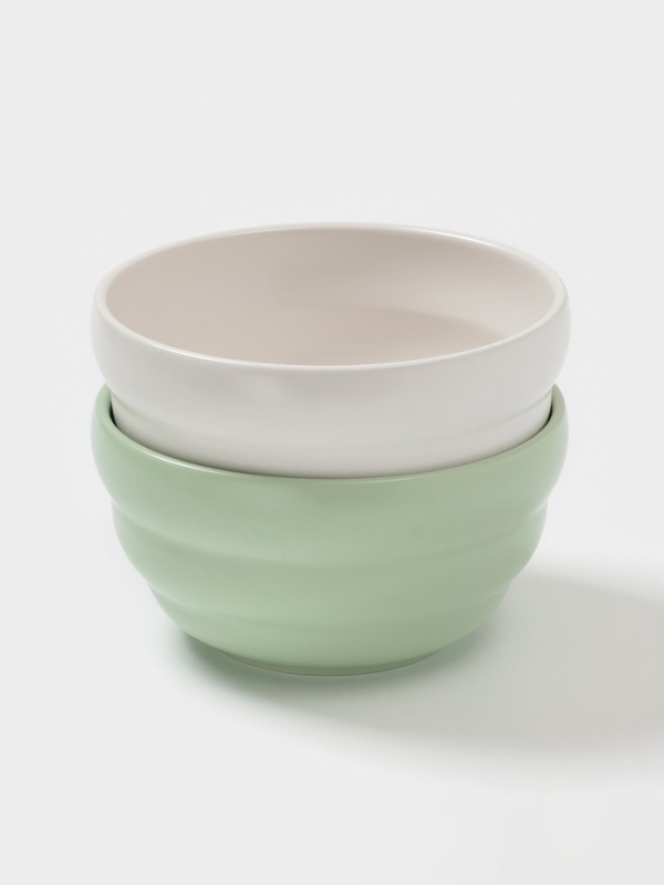 Салатники Доляна «Зефир», 700 мл, d=15,5 см, набор 2 шт, керамика, белые, зелёные Салатники Доляна «Зефир», 700 мл, d=15,5 см, набор 2 шт, керамика, белые, зелёные