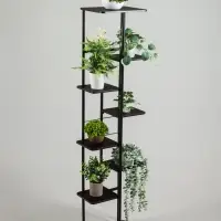 Подставка для цветов Greengo, 8 полок, 36&times;23&times;136 см, напольная, каркас металл, полки МДФ, чёрная