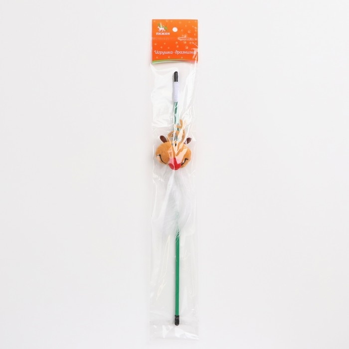 Дразнилка-удочка для кошек с бубенчиком  Дразнилка-удочка для кошек с бубенчиком "Олень", 40 см