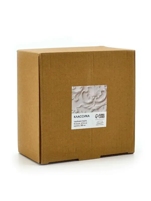 Чайная пара &laquo;Классика&raquo;, 2 предмета, кружка 280 мл, блюдце d=16 см, Dolce Ceramo